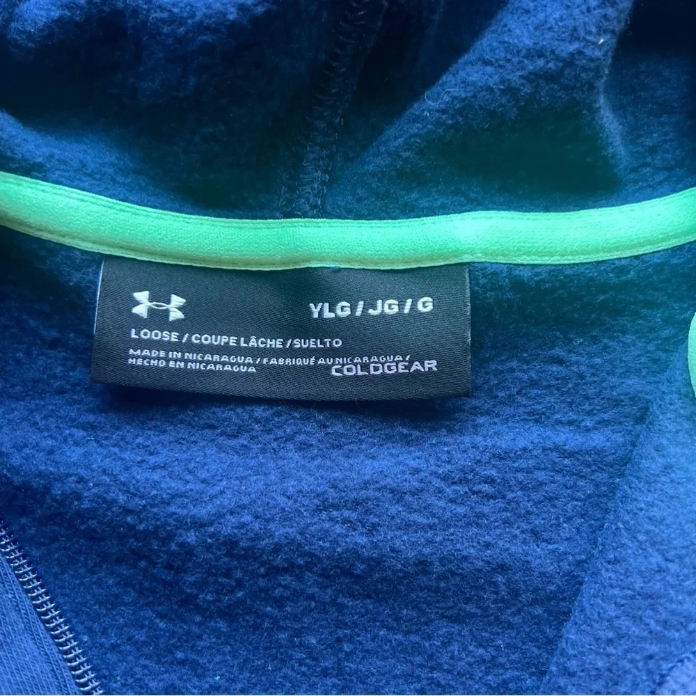 Under Armour Cold Gear Boys Hoodie Loose Full Zip Blue UA Logo Size Large